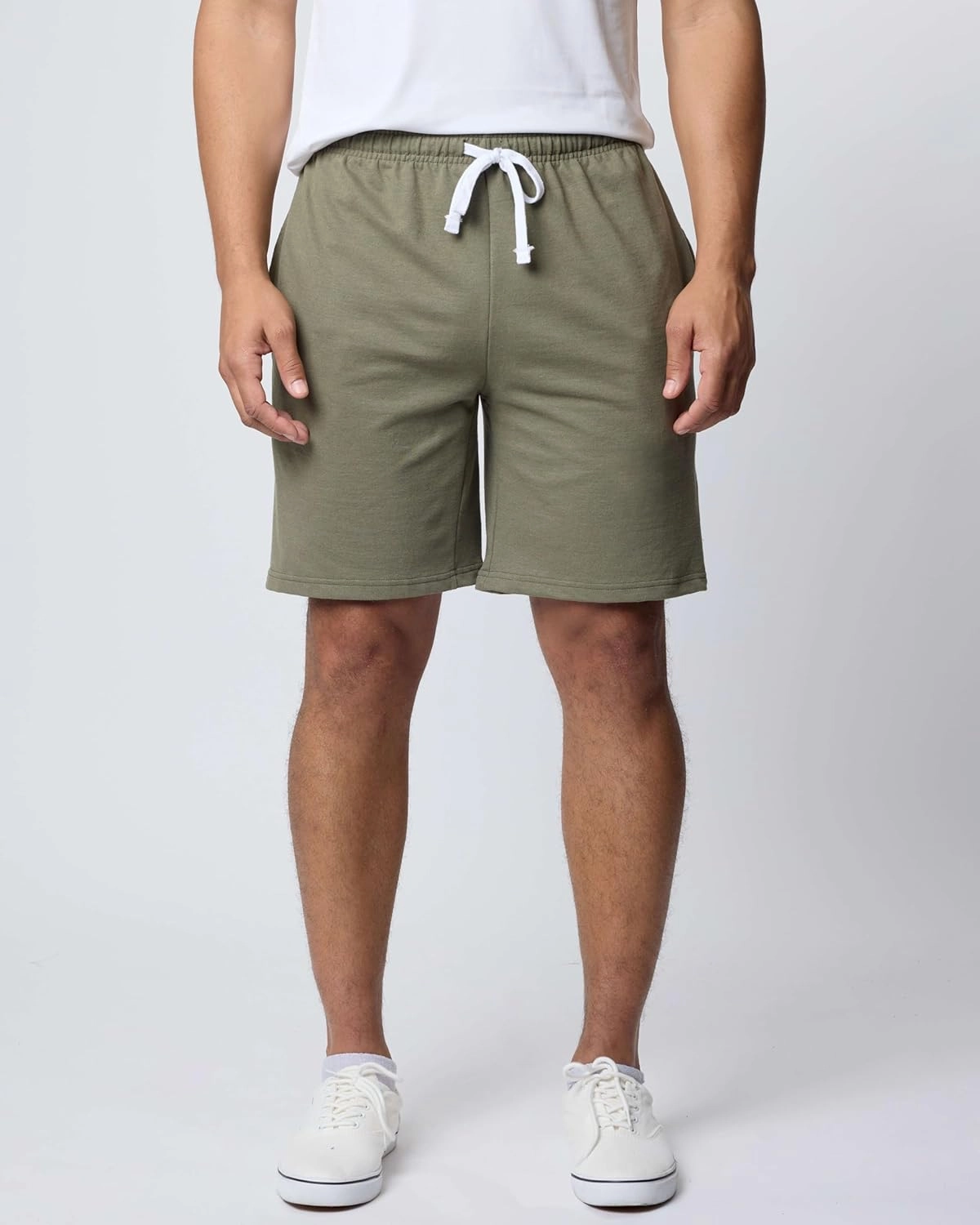 Real Essentials 3 Pack: Men's Cotton 9" French Terry Casual Lounge Sweat Shorts with Pockets (Available in Big & Tall)