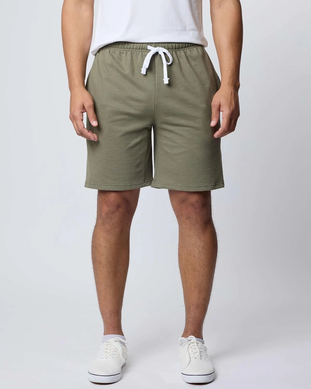 Real Essentials 3 Pack: Men's Cotton 9" French Terry Casual Lounge Sweat Shorts with Pockets (Available in Big & Tall)