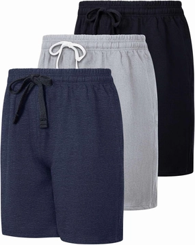 Real Essentials 3 Pack: Men's Cotton 9" French Terry Casual Lounge Sweat Shorts with Pockets (Available in Big & Tall)