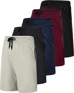 Real Essentials 5 Pack: Men's Mesh Athletic Basketball Shorts Quick Dry Activewear with Pockets
