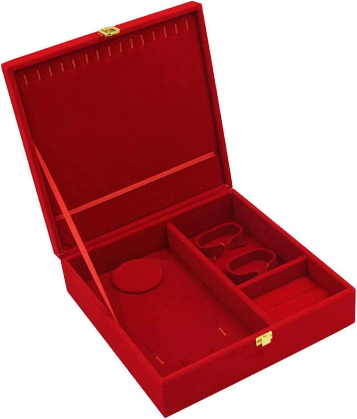 Red Velvet Jewelry Box Wedding Jewelry Set Box Exquisite Jewelry Display Box for Proposal Engagement Weddings Birthday, 25cmx25cmx7.5cm