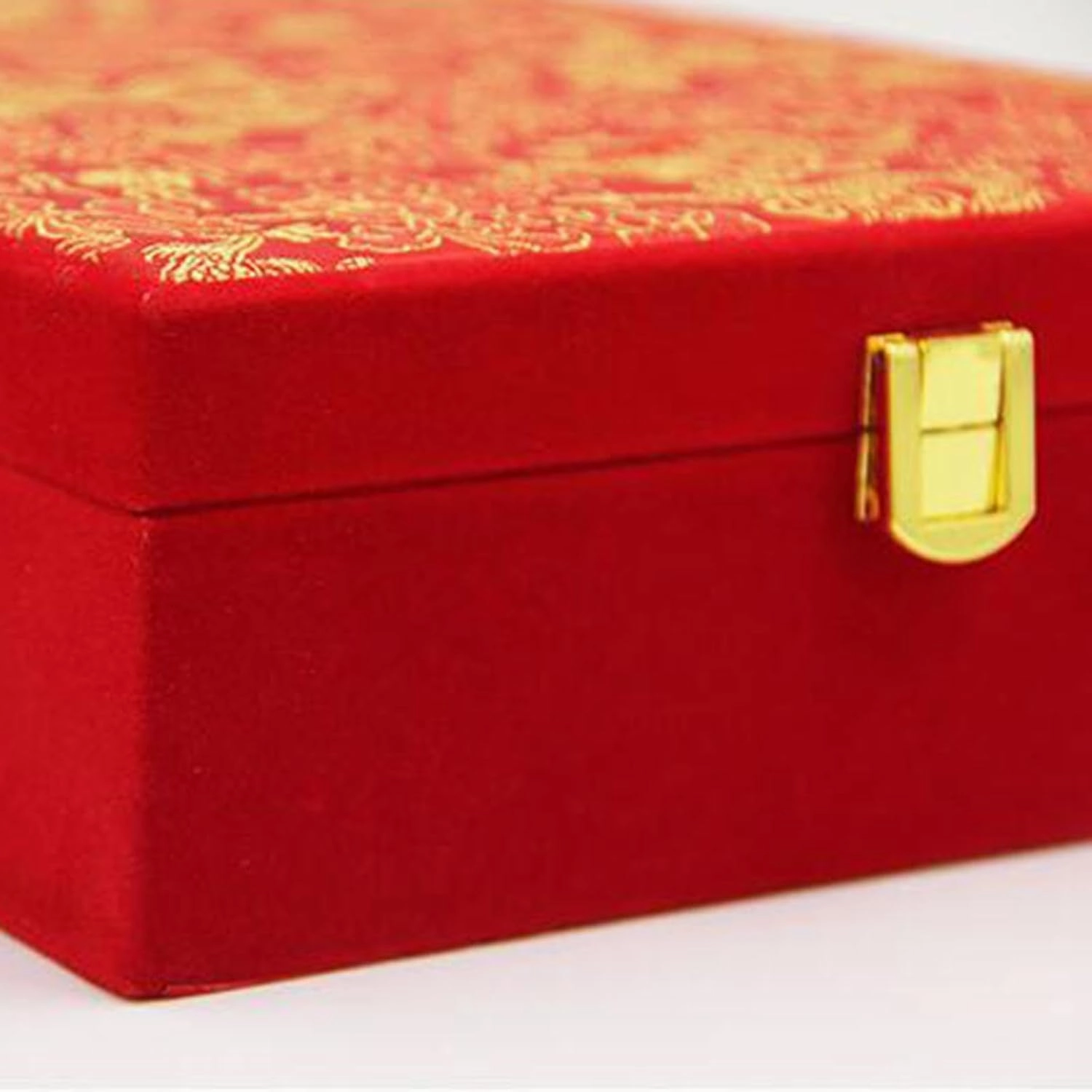 Red Velvet Jewelry Box Wedding Jewelry Set Box Exquisite Jewelry Display Box for Proposal Engagement Weddings Birthday, 25cmx25cmx7.5cm