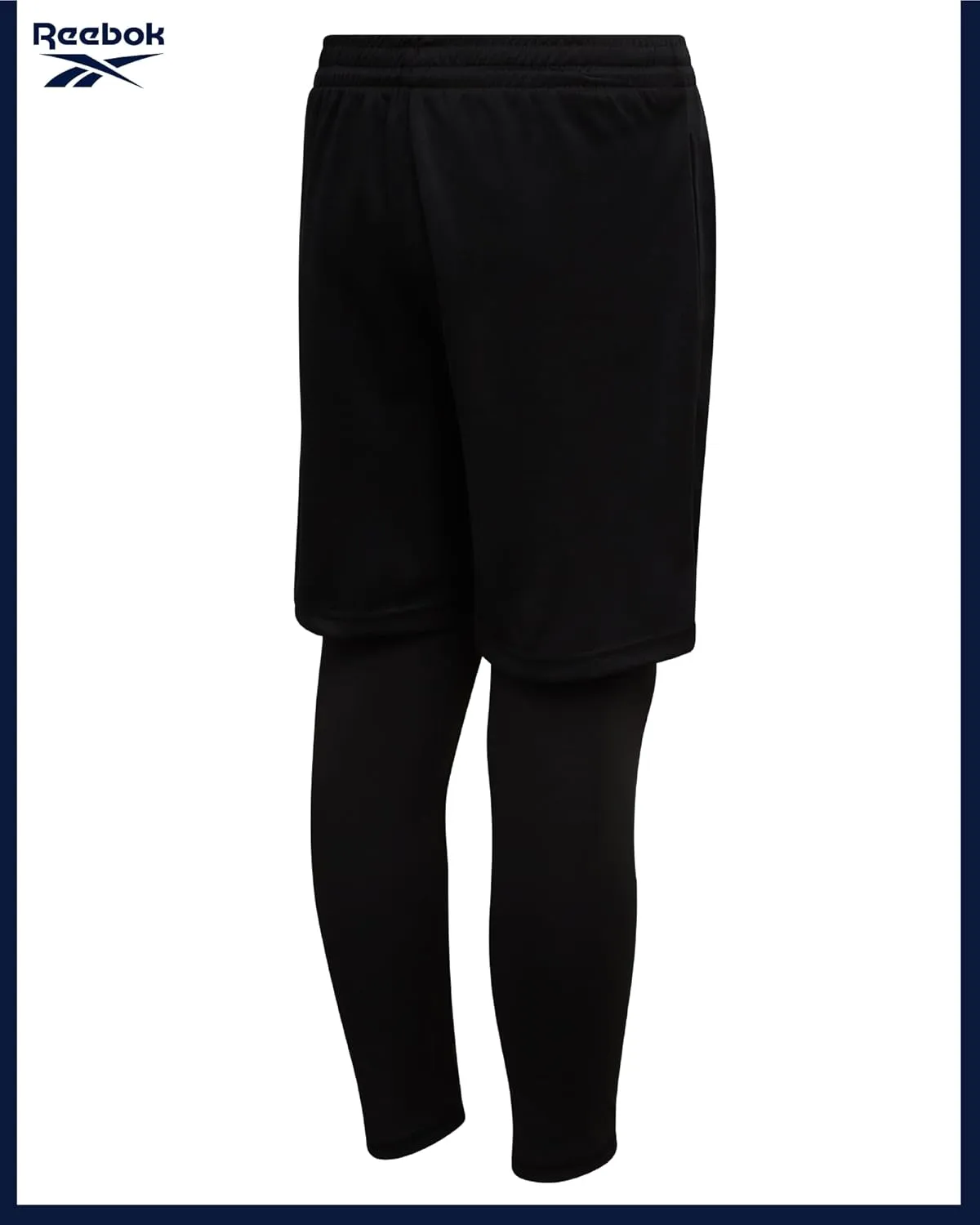 Reebok Boys Basketball Shorts - 2 Pack 2-in-1 Boys Athletic Shorts for Running with Compression Leggings Pockets & Drawstring
