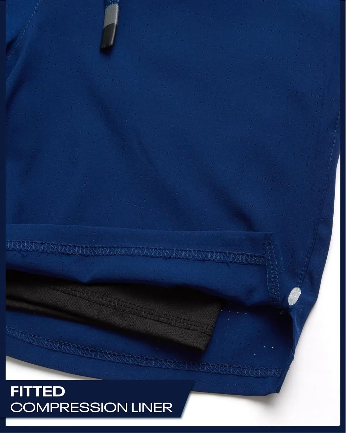 Reebok Boys Shorts - 2 in 1 Basketball Shorts with Compression Liner and Pockets - Gym and Running Boys Athletic Shorts