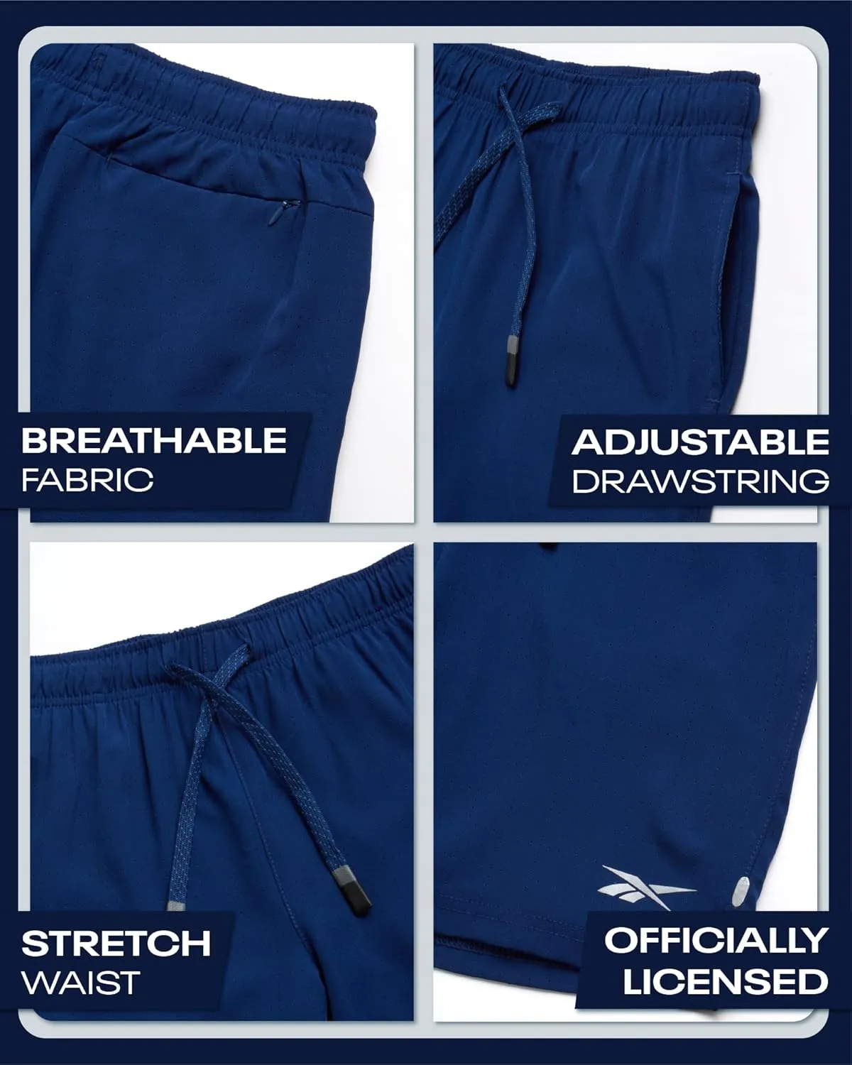 Reebok Boys Shorts - 2 in 1 Basketball Shorts with Compression Liner and Pockets - Gym and Running Boys Athletic Shorts
