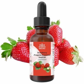 Relaxcation Pure Strawberry Seed Oil 4 oz - Cold Pressed Natural Oil for Face, Skin, Body, Hair & Nails | Extract for Skin, Glow Oils, Scalp Massage & DIY Beauty | Glass Bottle, Travel Size