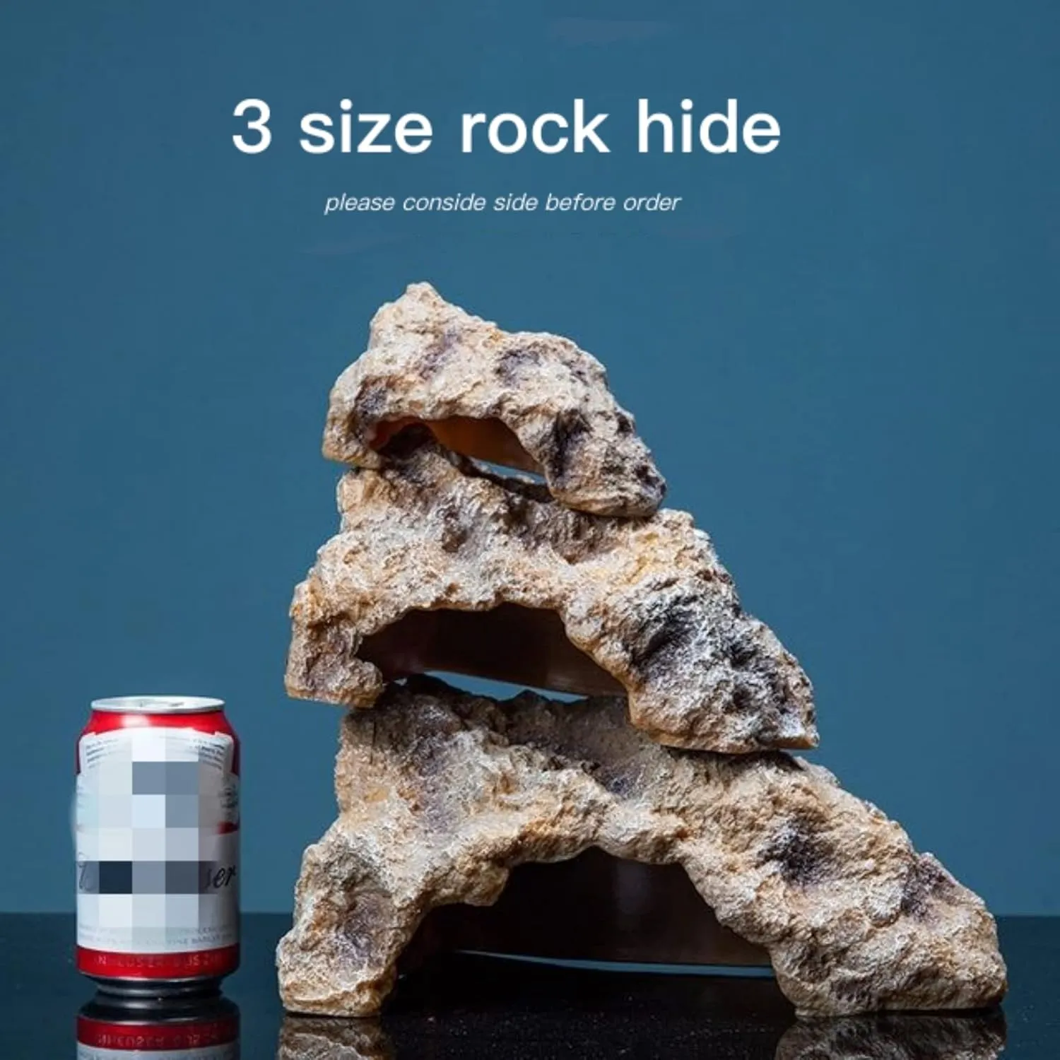 Reptile hideouts Come with Dinosaur Skull Hideout, Reptile Rock Reptile Cave Hideout Habitat Decor Ornament Shelter for Snake Geckos Lizards Bearded Dragon Turtle Snake Amphibians (Middle)