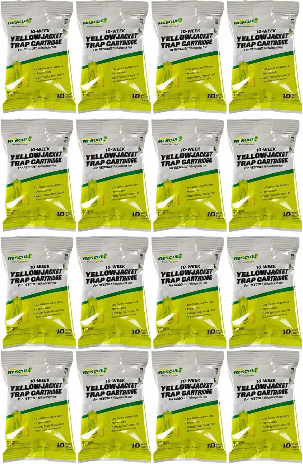 RESCUE! Yellowjacket Attractant Cartridge (10 Week Supply) – for RESCUE! Reusable Yellowjacket Traps - (16 Pack)