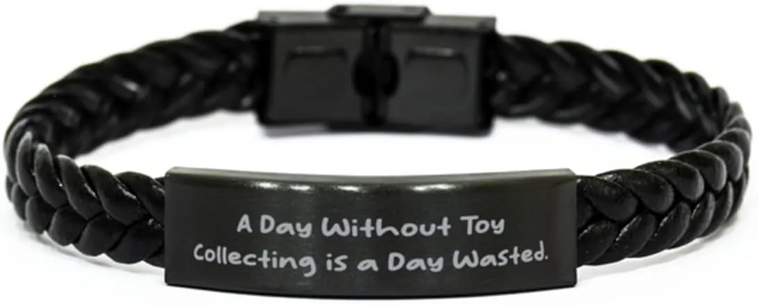 Reusable Toy Collecting Gifts, A Day Without Toy Collecting is a Day Wasted, Funny Holiday Braided Leather Bracelet from Friends, Toys, Collectibles, Action Figures, Dolls, Toy Cars, Play Sets