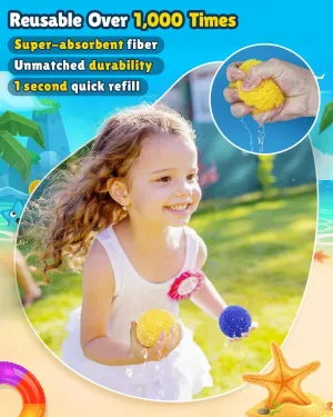 Reusable Water Balloons - 60 PCS Refillable Water Balls for Kids Outdoor Toys Games, Summer Pool Toys Water Play Splash Balls for Backyard Lawn Beach Fun Games for Boys Girls