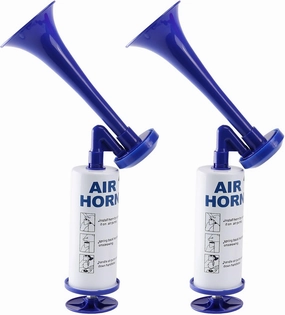 Reusable Air Horn, Aluminum Handheld Air Pump Horn for Marine Safety, graduation，Sporting Events, Birthdays, Parties, and Celebrations,Loud horn scare animals(Handheld Air horn blue 2pcs)