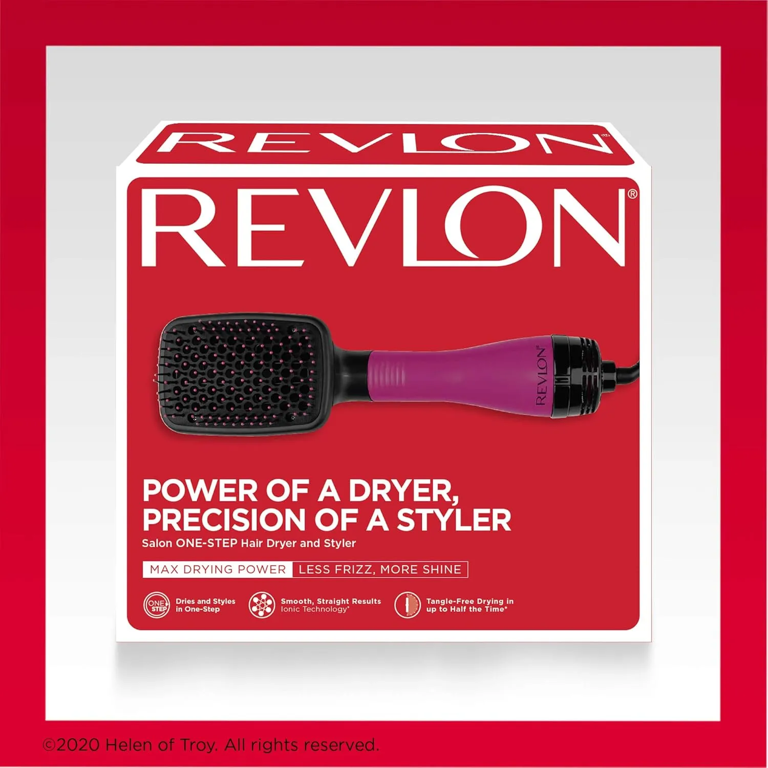 REVLON One-Step Hair Dryer and Styler, All-in-One Detangling Brush and Straightener Brush for Salon-Quality Smooth, Straight Hair, More Shine and Less Frizz, Pink