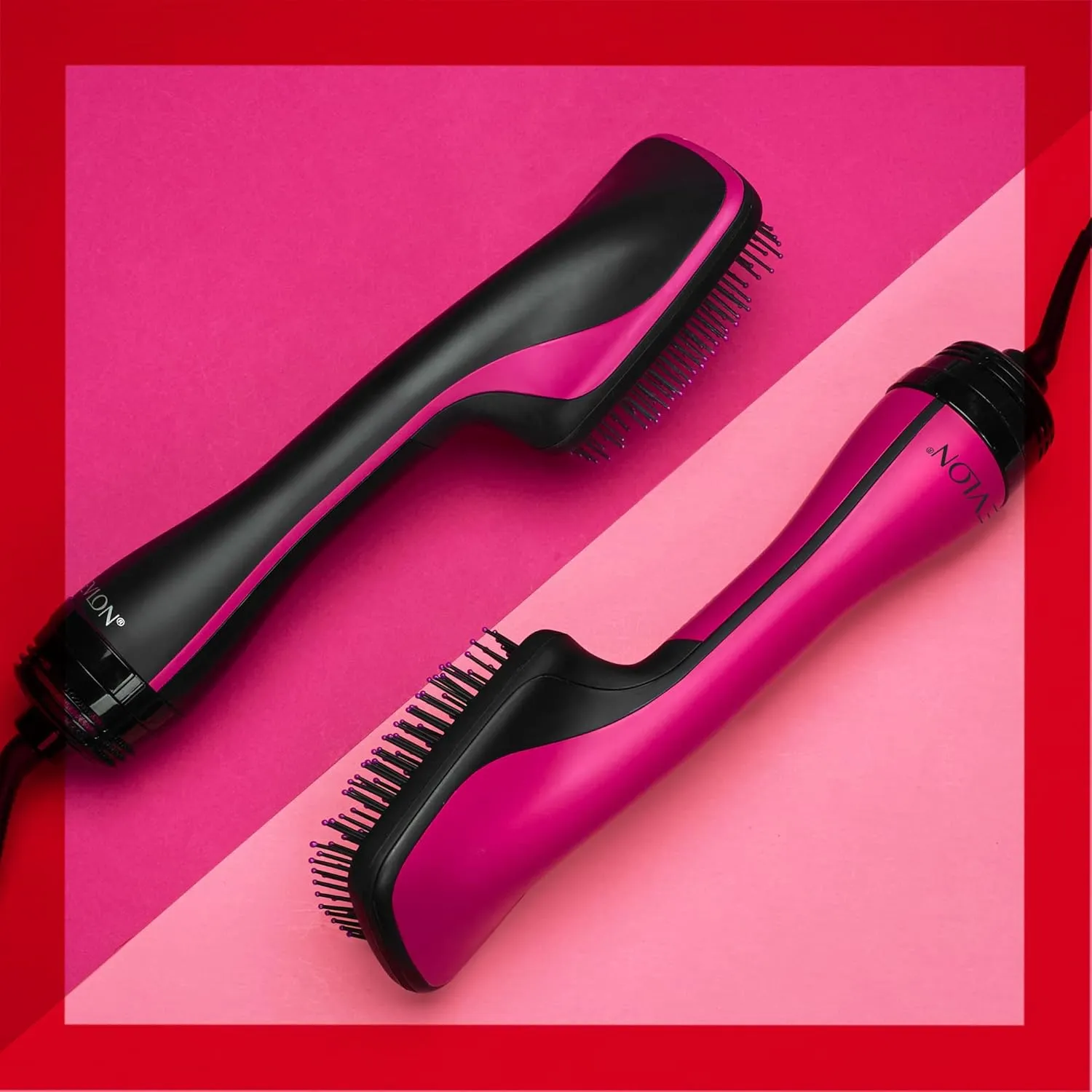 REVLON One-Step Hair Dryer and Styler, All-in-One Detangling Brush and Straightener Brush for Salon-Quality Smooth, Straight Hair, More Shine and Less Frizz, Pink
