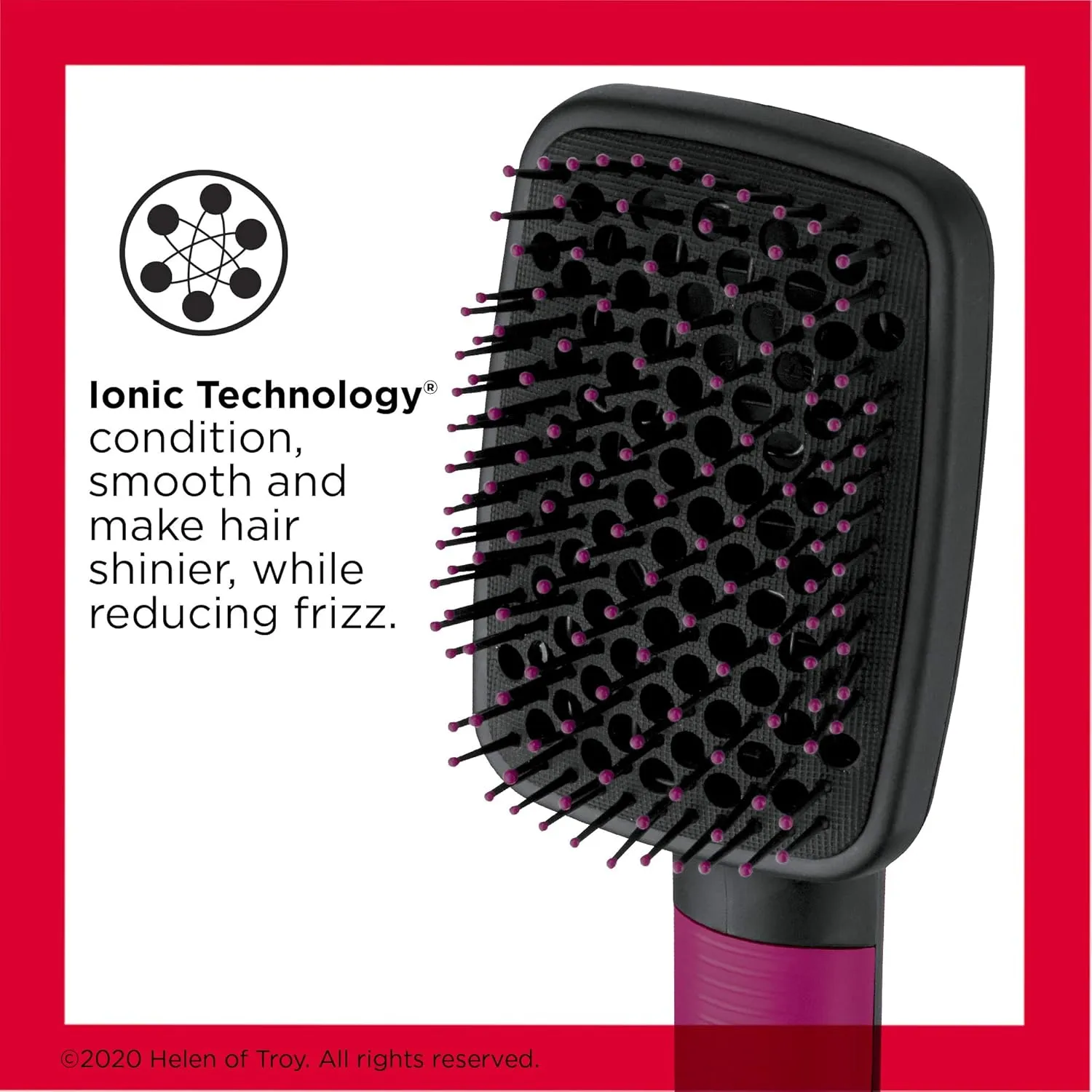 REVLON One-Step Hair Dryer and Styler, All-in-One Detangling Brush and Straightener Brush for Salon-Quality Smooth, Straight Hair, More Shine and Less Frizz, Pink