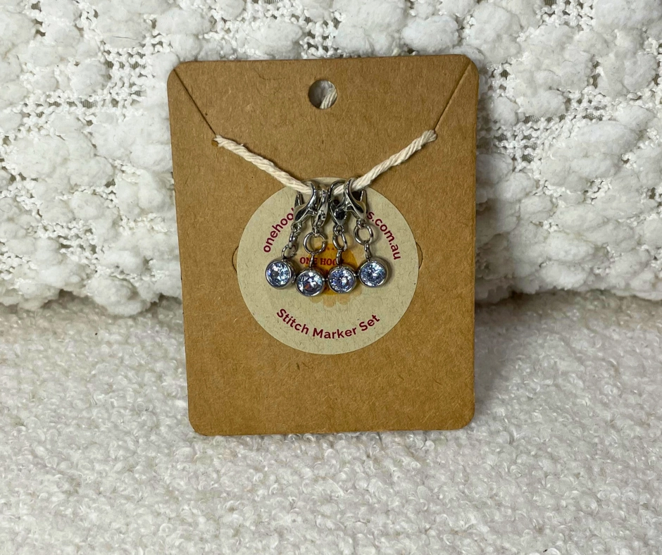 Rhinestone Solitaire Stitch Marker Set, Set of 4