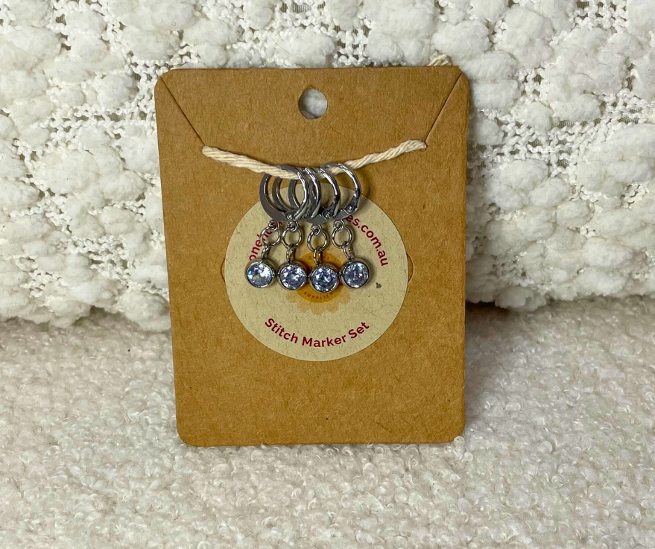Rhinestone Solitaire Stitch Marker Set, Set of 4