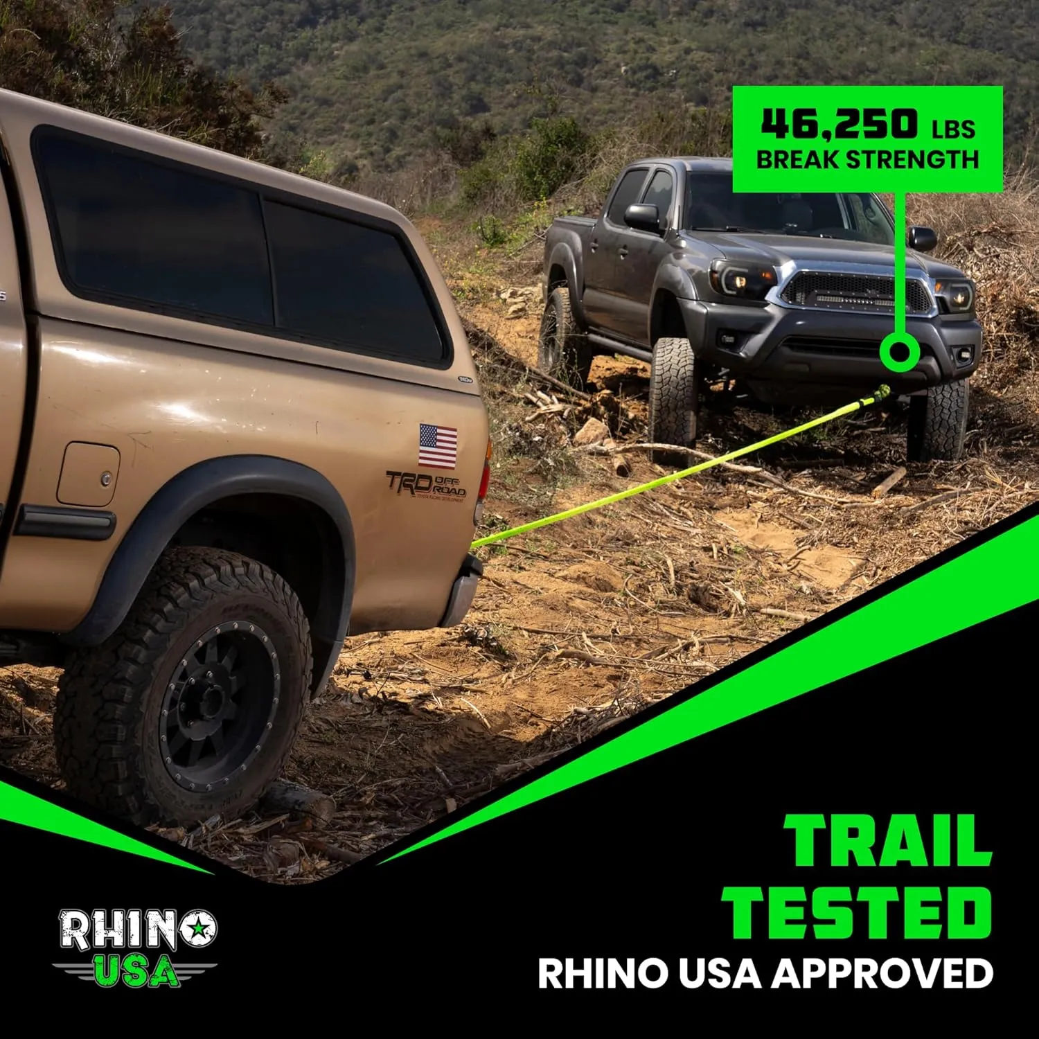 Rhino USA Synthetic Soft Shackle Rope (2-Pack) - 1/2 Inch x 22 Inch (44,050lb Min Break Strength) Offroad Soft Shackle Recovery Kit for Truck, UTV, ATV - Compatible with Jeep, Toyota, Ford & More!