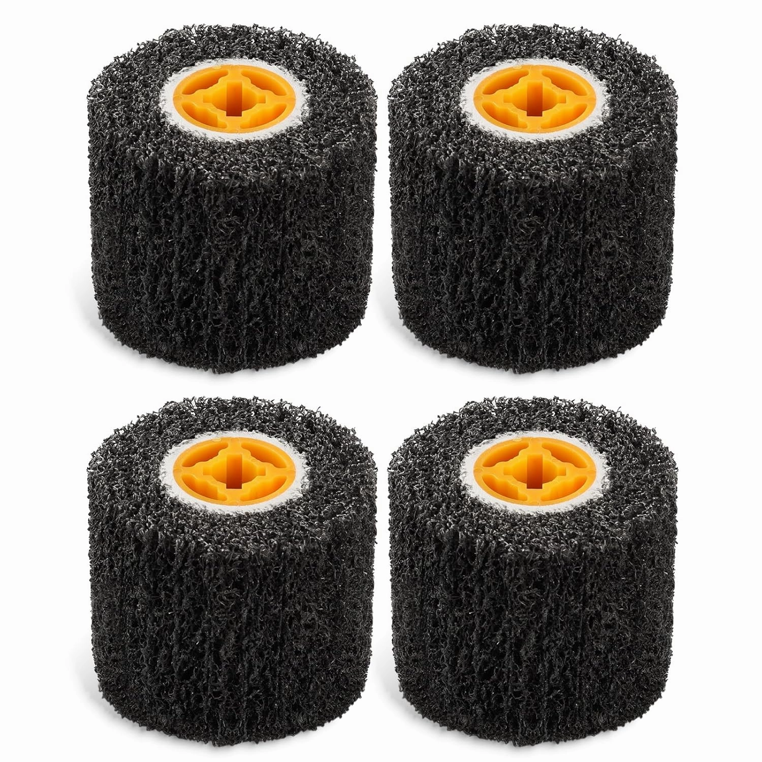 Rocaris 4 Pack Abrasive Drum Paint and Rust Remover, 40 Grit Abrasive Wheel Wire Drawing Polishing Wheel for Wood Metal Surface Polishing, 4.5" x 4"