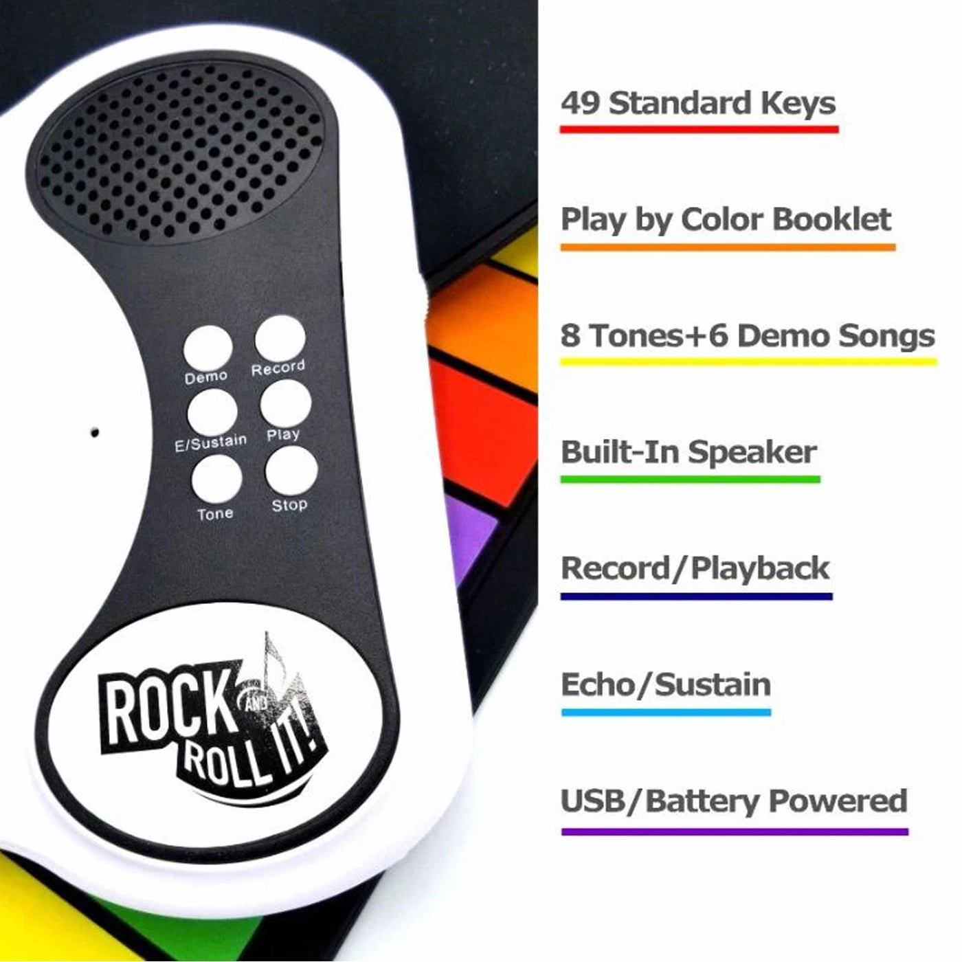 Rock-and-Roll-It!-Electronic-Piano-Flexible-Colour Coded 49-Keys
