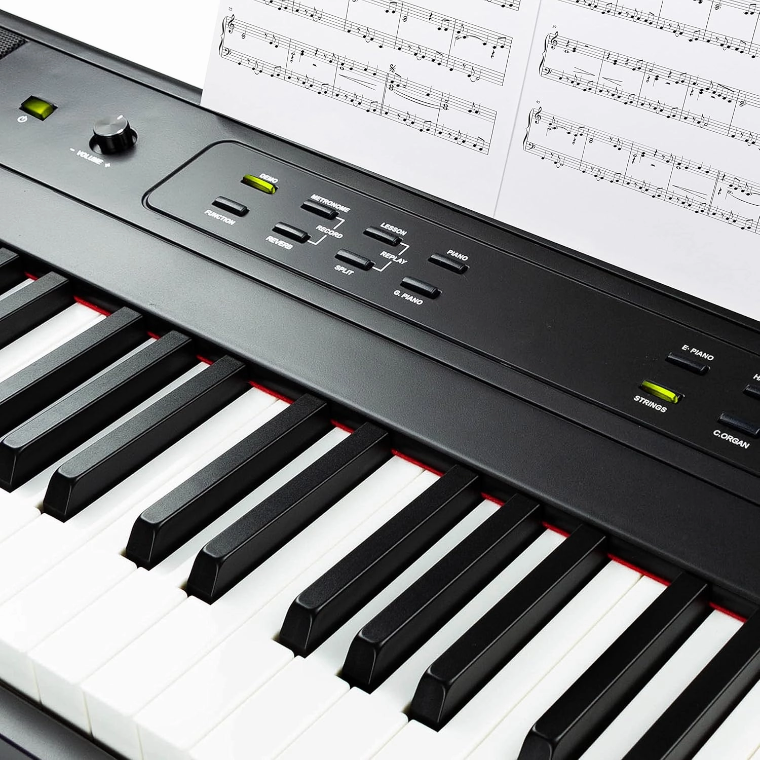 RockJam 88 Key Digital Piano with Full Size Semi-Weighted Keys, Power Supply, Sheet Music Stand, Piano Note Stickers & Simply Piano Lessons