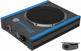 Rockville USS10 800W 10" Slim Under-Seat Active Car Subwoofer, High-Power Audio, Compact Design, Easy Installation, Perfect for Cars and Trucks