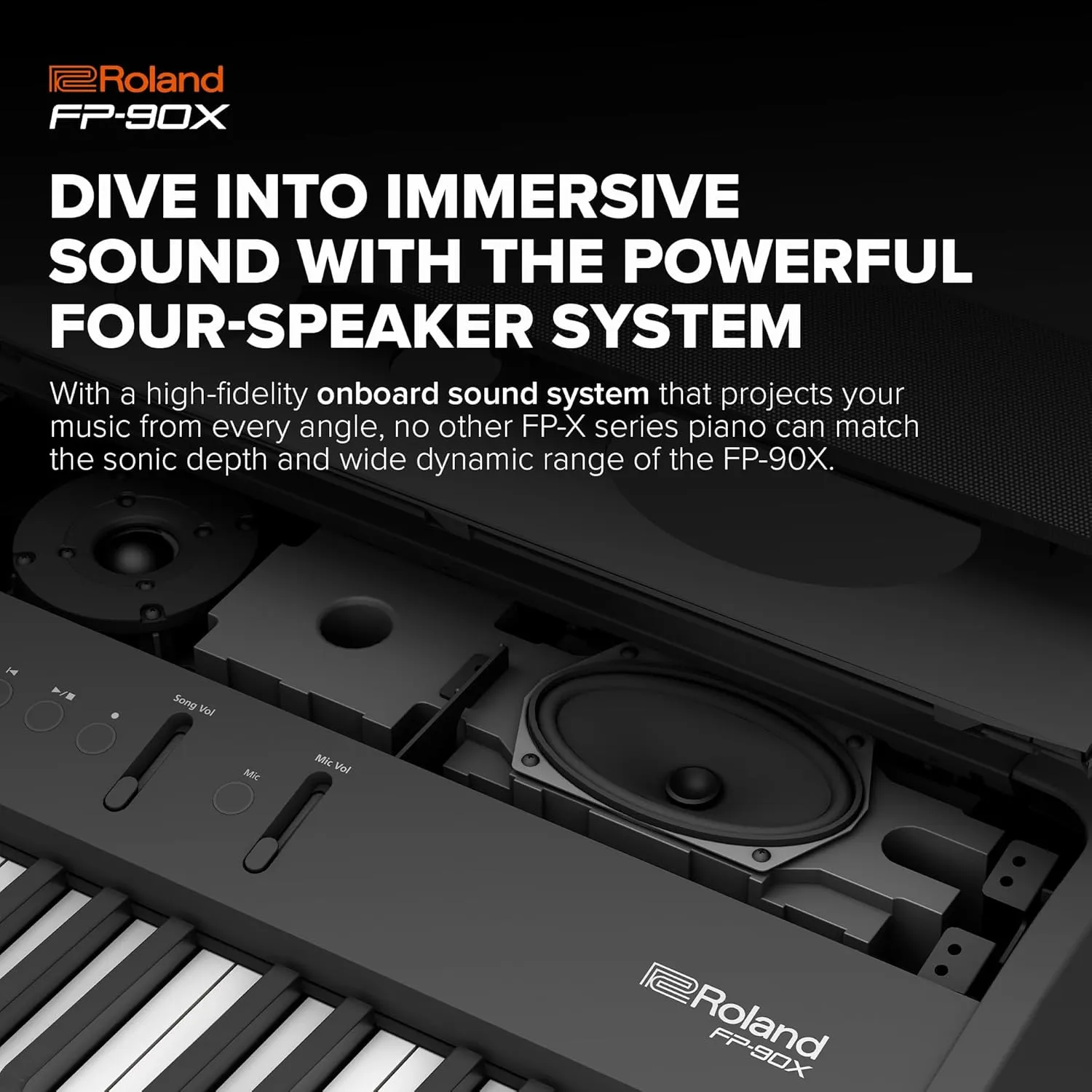 Roland, 88-Key FP-90X Portable Digital Piano with Premium Features and Built-in Powerful Amplifier and Stereo Speakers (FP-90X-BK)