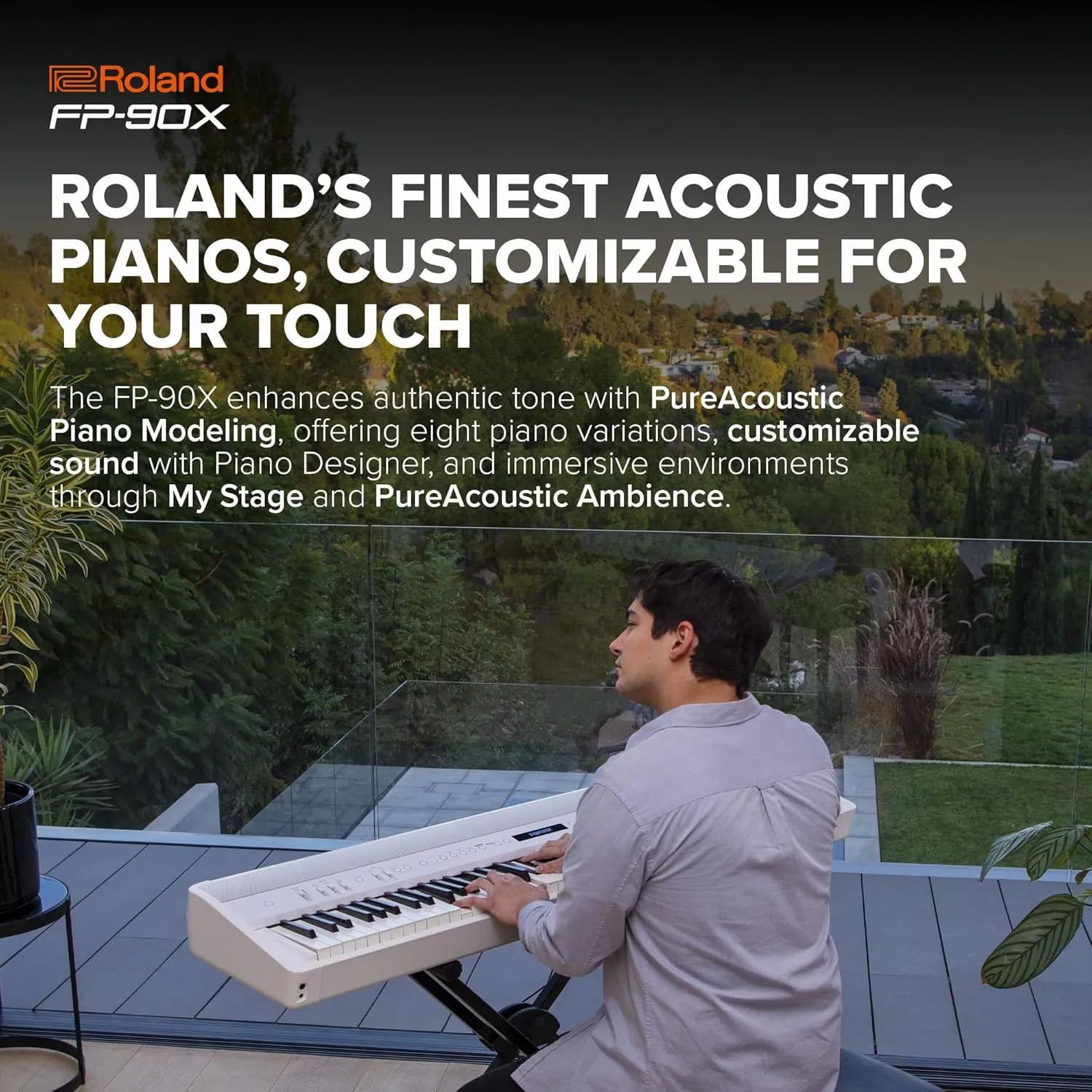Roland, 88-Key FP-90X Portable Digital Piano with Premium Features and Built-in Powerful Amplifier and Stereo Speakers (FP-90X-BK)