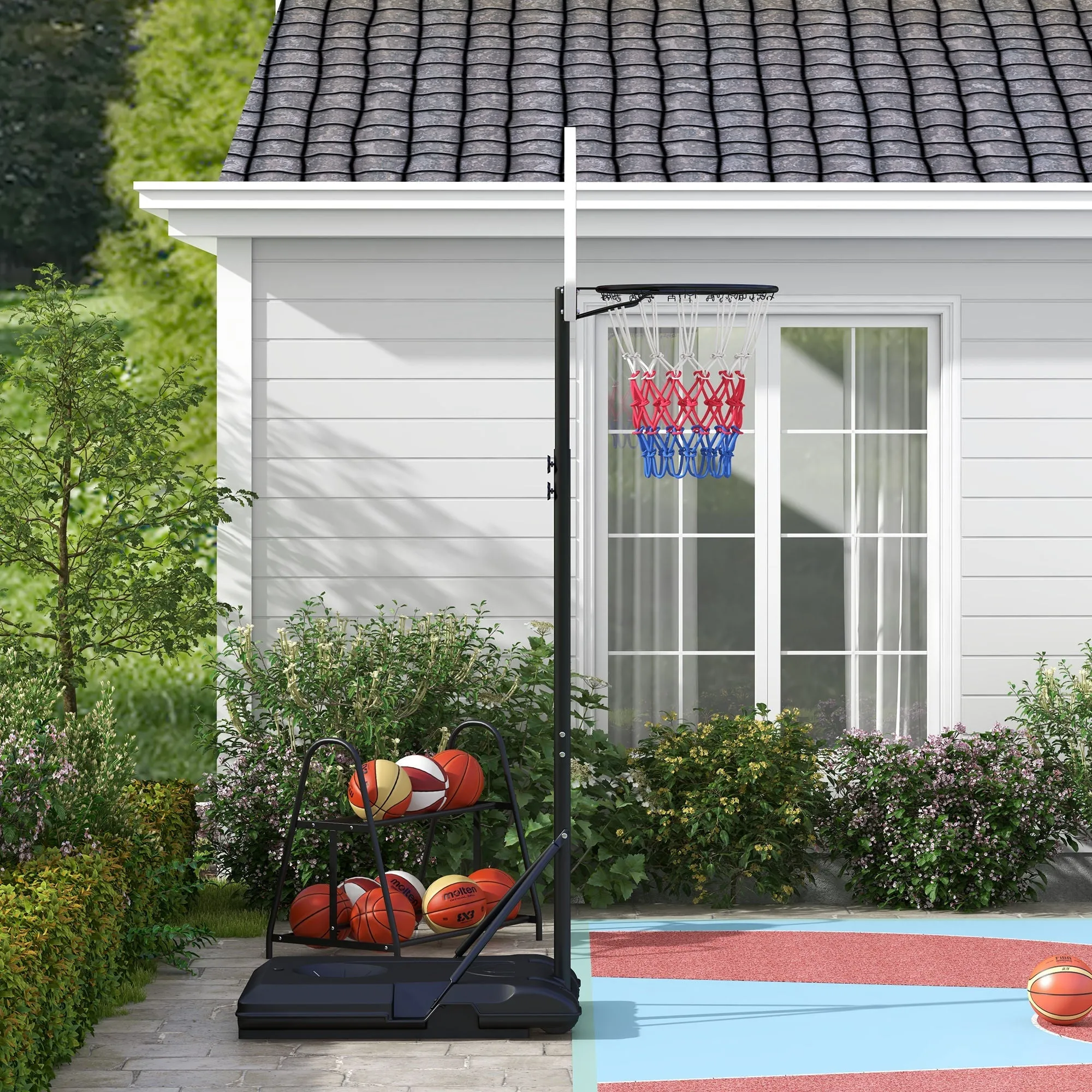 Rootz Freestanding Adjustable Basketball Hoop - Portable Hoop - Moveable Goal - Height Adaptable - 72L x 45.5H cm Backboard