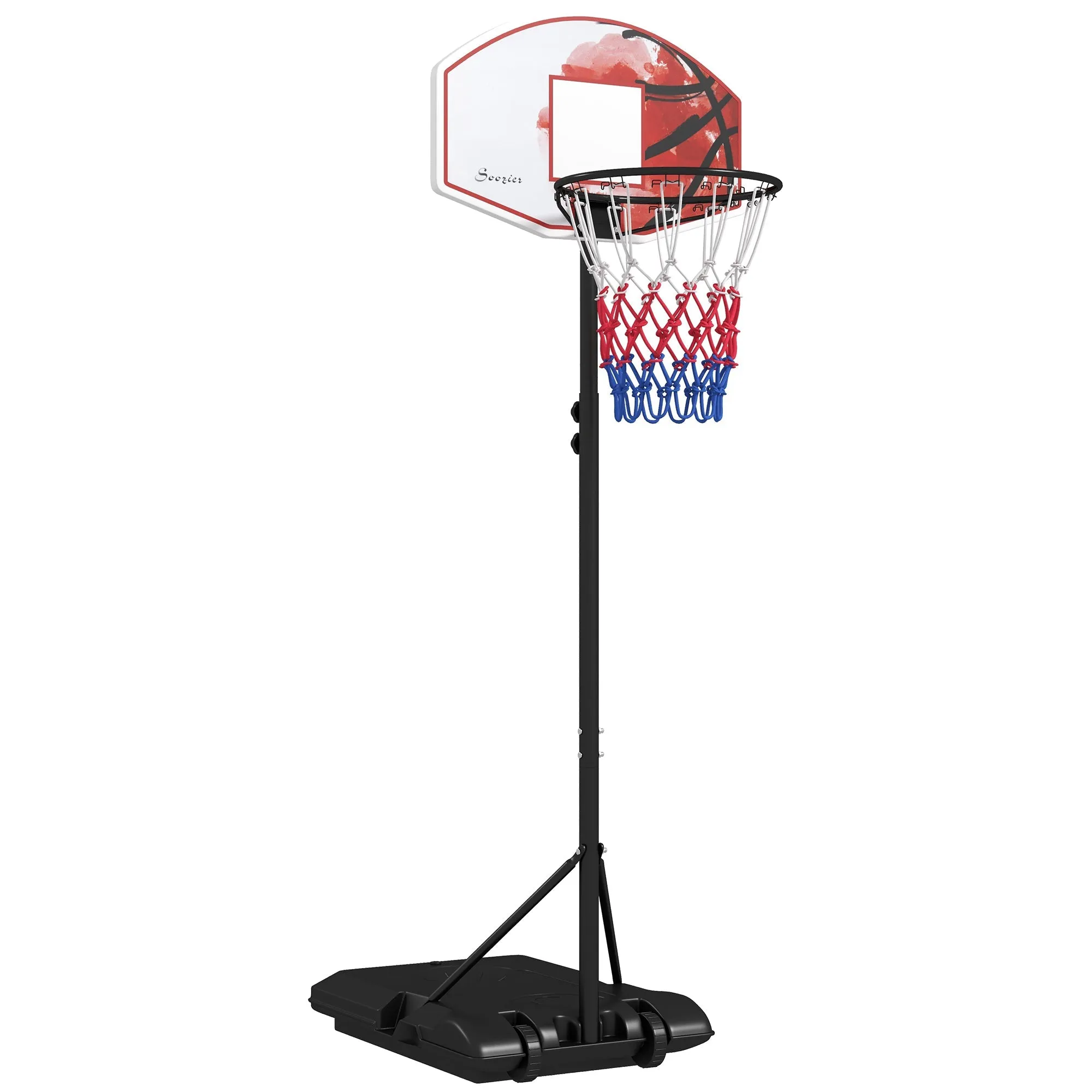 Rootz Freestanding Adjustable Basketball Hoop - Portable Hoop - Moveable Goal - Height Adaptable - 72L x 45.5H cm Backboard