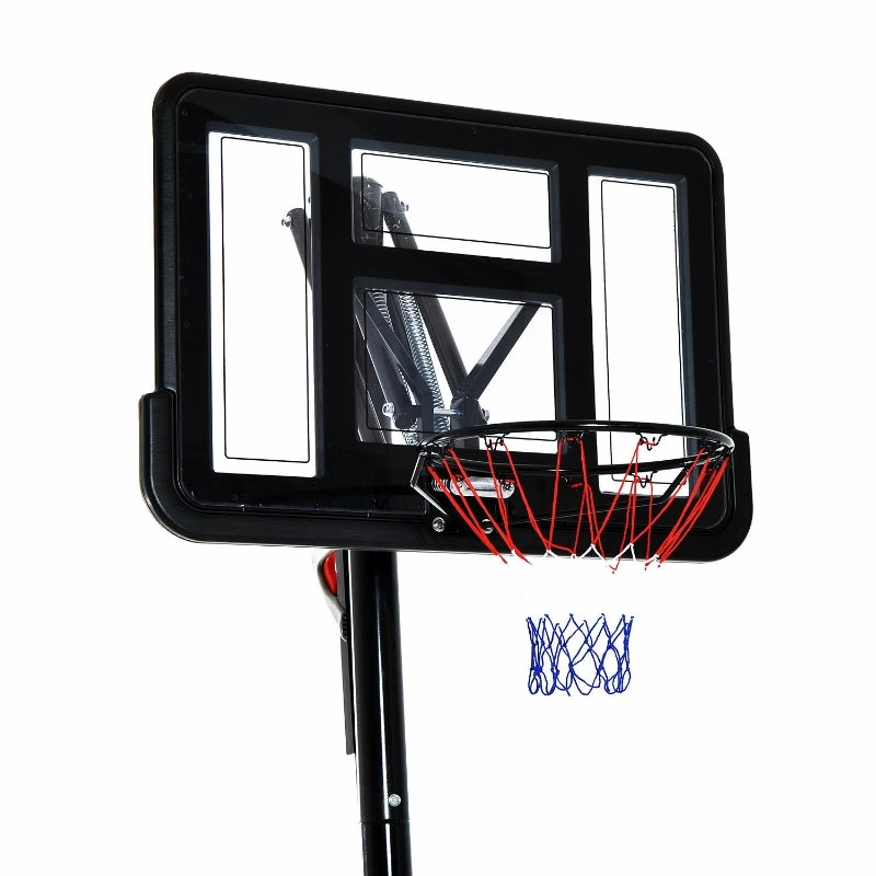 Rootz Mobile Basketball Stand - Height-Adjustable Hoop - Portable Basketball System - First-Class Stability - Easy Mobility - 230x110x368cm - Steel   PE