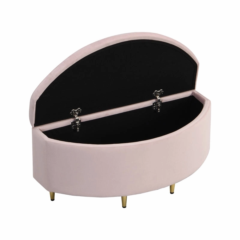 Rootz Upholstered Storage Bench - Footstool - Stool - Velvet Comfort - 90L x 40W x 42H cm - Elegant European Design