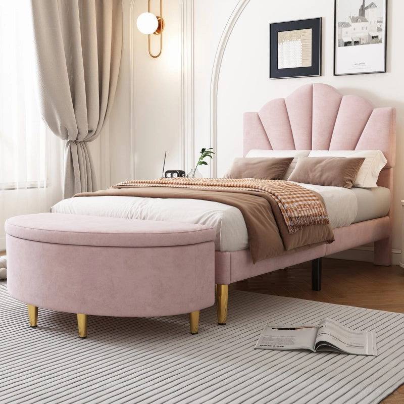 Rootz Upholstered Storage Bench - Footstool - Stool - Velvet Comfort - 90L x 40W x 42H cm - Elegant European Design