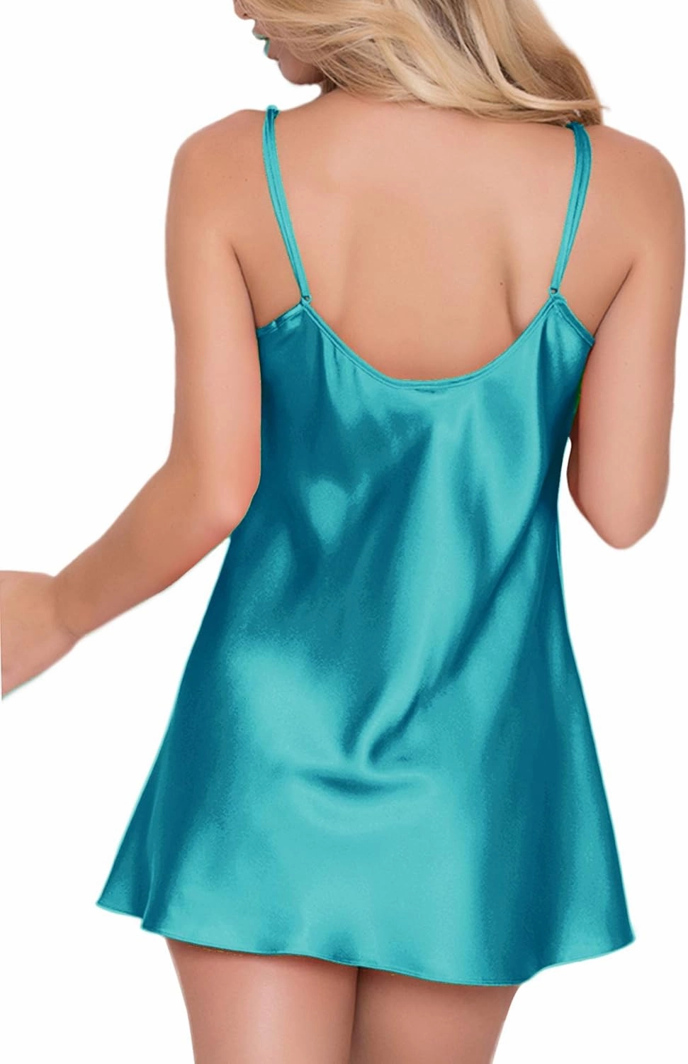 RSLOVE Satin Lingerie for Women Chemises Nightgown Sexy Sleepwear Mini Slip Short Silk Nightwear