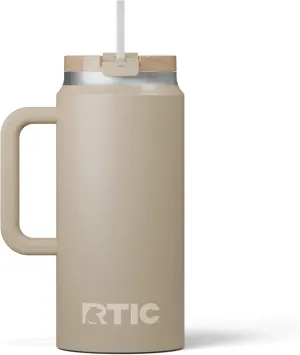 RTIC 64 oz Ceramic Lined Insulated Road Trip Tumbler, Leak-Resistant Lid, White
