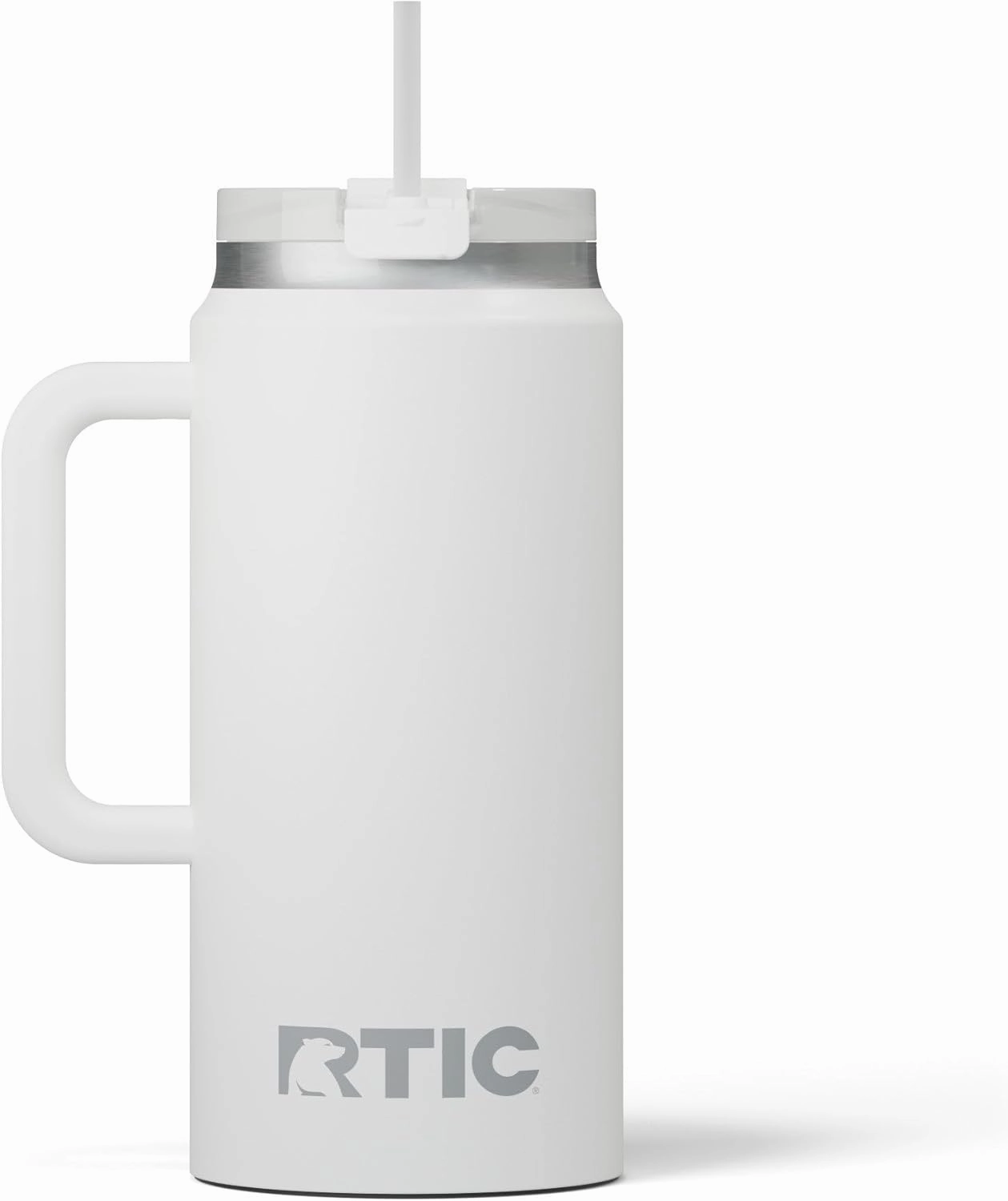 RTIC 64 oz Ceramic Lined Insulated Road Trip Tumbler, Leak-Resistant Lid, White