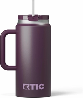 RTIC 64 oz Ceramic Lined Insulated Road Trip Tumbler, Leak-Resistant Lid, White
