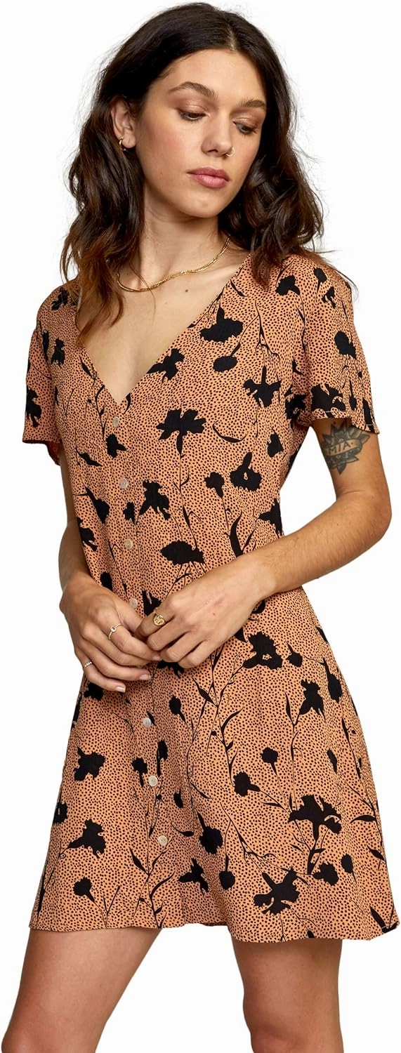 RVCA Women's Avery Woven Short Sleeve Dress