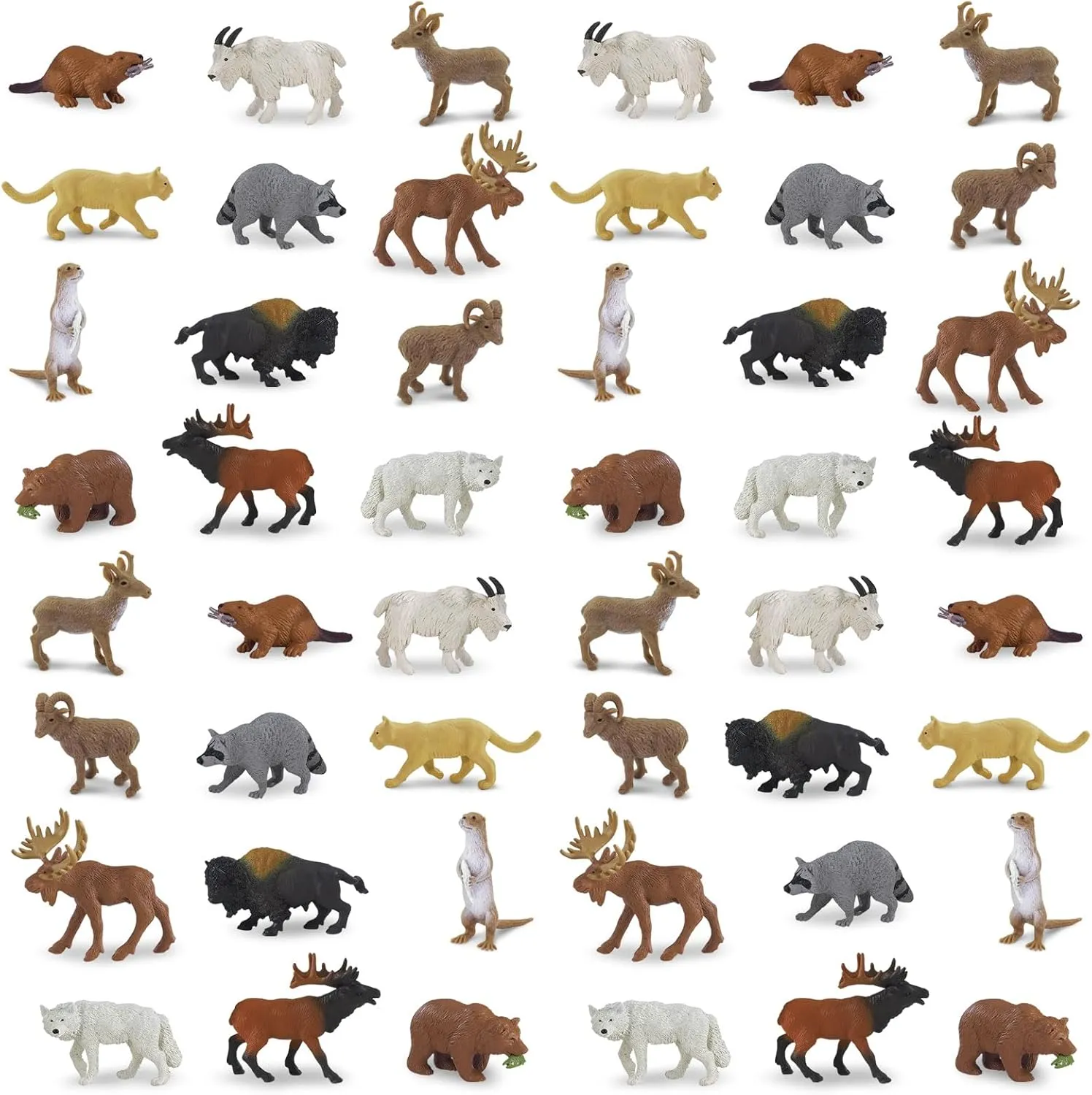 Safari Ltd. North American Wildlife Bulk Bag - Set of Miniature Wildlife Toy Figures - 48 Piece Play Toys for Boys, Girls & Kids Age 3 
