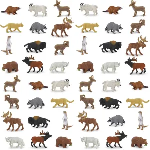 Safari Ltd. North American Wildlife Bulk Bag - Set of Miniature Wildlife Toy Figures - 48 Piece Play Toys for Boys, Girls & Kids Age 3 