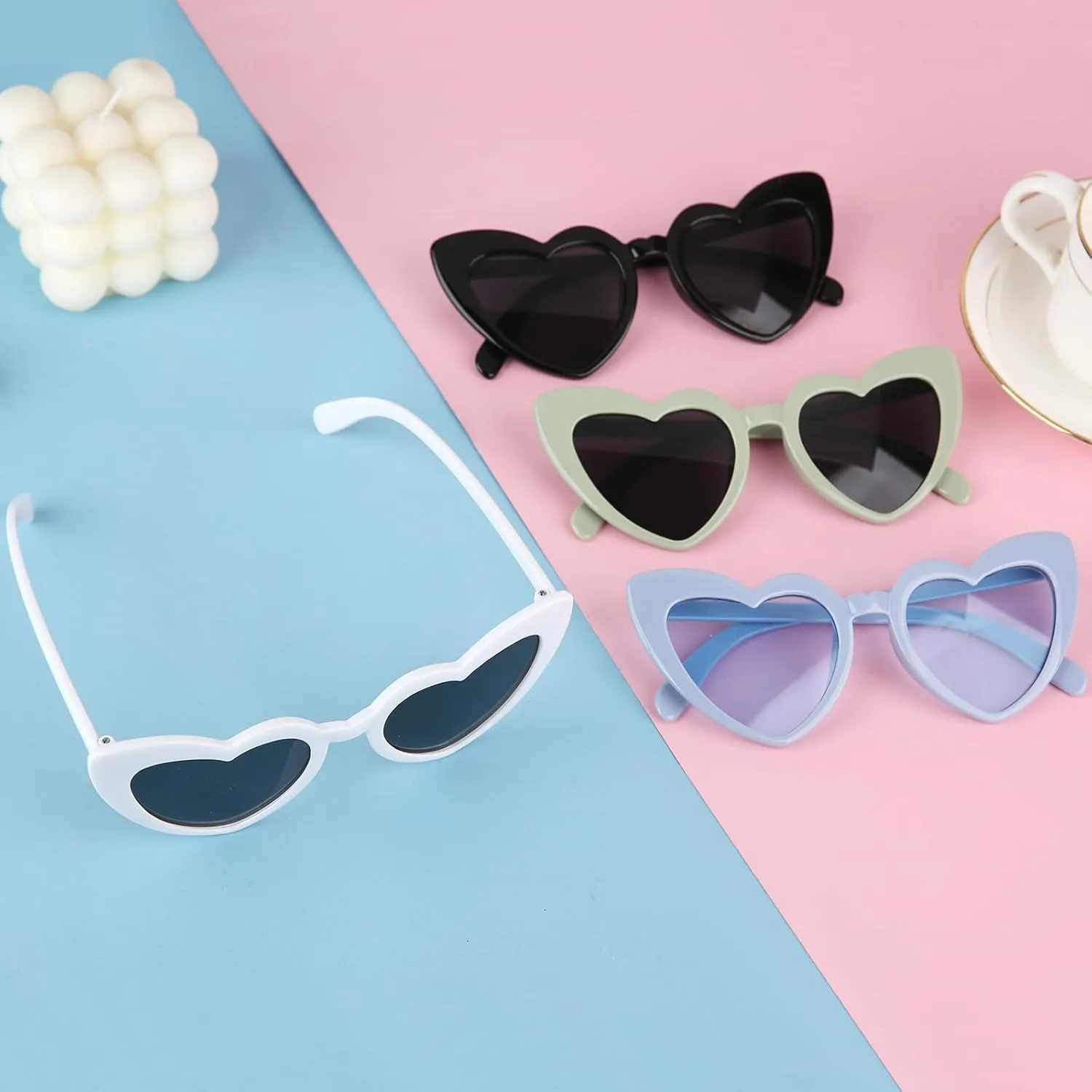 Satin Bridesmaid Proposal Gifts Scrunchies Bachelorette HairTies Set of 6 sunglasses Bridal Shower No Damage Hair ties ideas Gift for Wedding Party Favors (12pcs White&Pink)