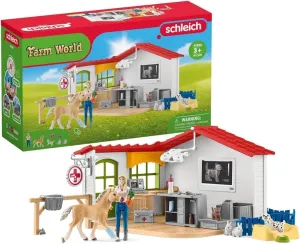 Schleich Farm World - 43 PC Veterinarian Set for Kids - Pet Veterinary Playset has Office, Vet Figurine, Horse, Dog, Cat Animal Toy and Accessories - Educational Toys for Children and Toddlers Ages 3 