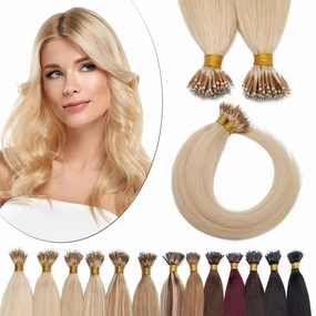 SEGO Nano Tip Hair Extensions Human Hair Balayage Nano Beads Pre-bonded Seamless Nano Ring Highlight Hair Extensions for Women 1g/strand 50g/pack -16 Inch -60 Platinum Blonde