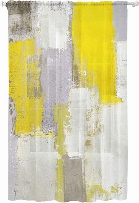 Semi Sheer Curtains for Home, Abstract Yellow Smear Texture Modern Light Filtering Sheer Rod Pocket Drapes for Kitchen Living Room Bedroom, 52"x108" 1 Panel