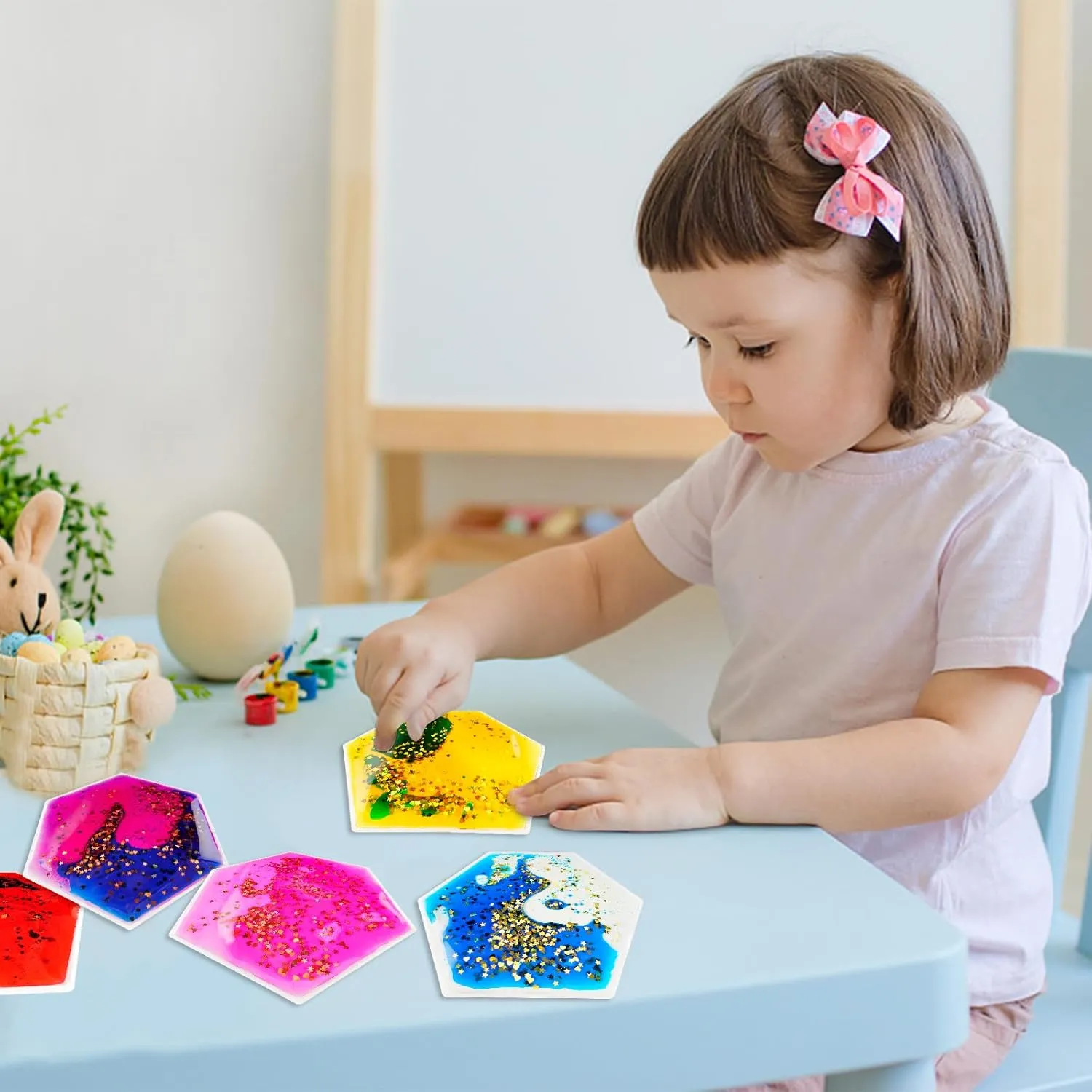 Sensory Soft Gel Liquid Toys: Sensory Fidget Hexagon Liquid Motion Toys Autism Kids Sensory Toys 6 Pack