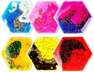 Sensory Soft Gel Liquid Toys: Sensory Fidget Hexagon Liquid Motion Toys Autism Kids Sensory Toys 6 Pack