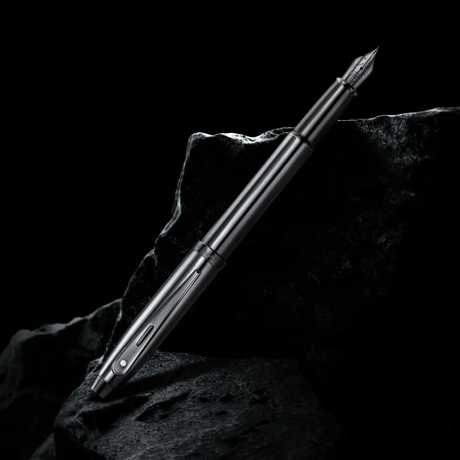 Sheaffer 100 Fountain Pen | E9375 Ionic Shiny Grey Gunmetal with PVD Trims | Medium Nib | Premium Fountain Pen