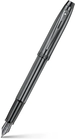 Sheaffer 100 Fountain Pen | E9375 Ionic Shiny Grey Gunmetal with PVD Trims | Medium Nib | Premium Fountain Pen