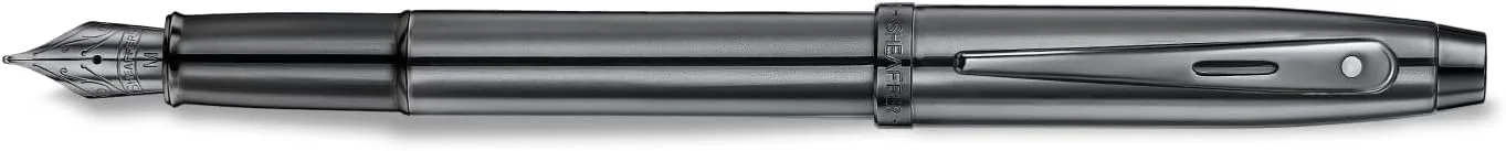 Sheaffer 100 Fountain Pen | E9375 Ionic Shiny Grey Gunmetal with PVD Trims | Medium Nib | Premium Fountain Pen