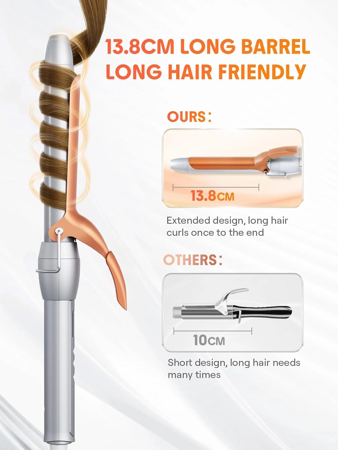 SHEGLAM Curling Iron 1 ¼ inch, Long Barrel Curling Iron with LED Display & 8 Temperature Settings, Quick Preheating, Auto Off Suitable for All Hair Types