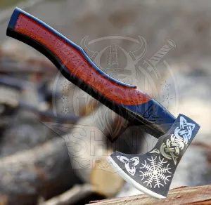SHINY CRAFTS-Axes Handmade Norse Axe Hatchet - Real Viking Gift for Men, Wood Working Tool, Camping Hatchet with Sheath (SCA 01)